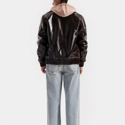 Faux Leather Bomber Jacket