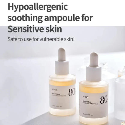 Anua Houttuynia Cordata 80% Moisture Soothing Ampoule – 30ml | Heartleaf Hydrating Serum for Sensitive Skin