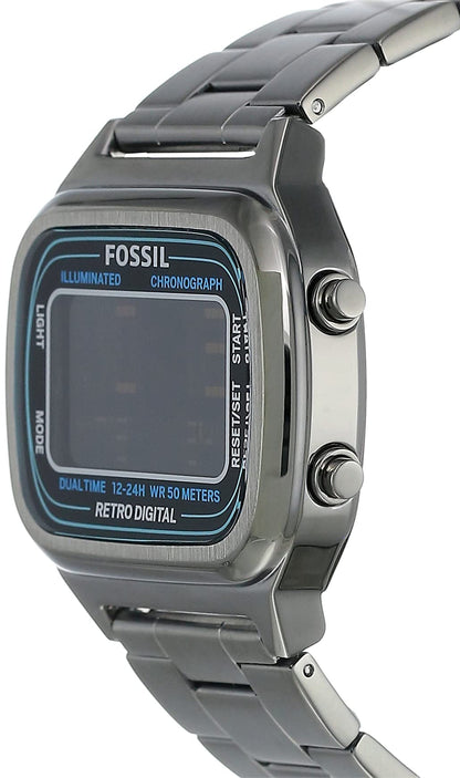 Buy Retro Digital Smoke Digital Dial Grey Steel Strap Watch For Men in Pakistan