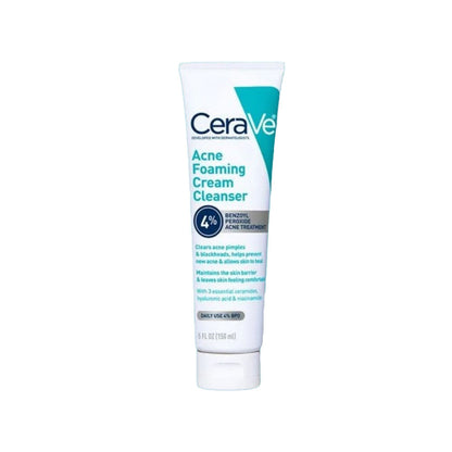 CeraVe Acne Foaming Cream Cleanser tube on a white background