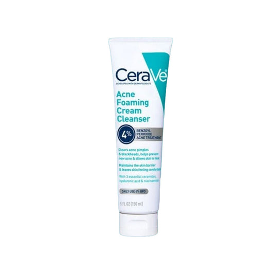 CeraVe Acne Foaming Cream Cleanser tube on a white background