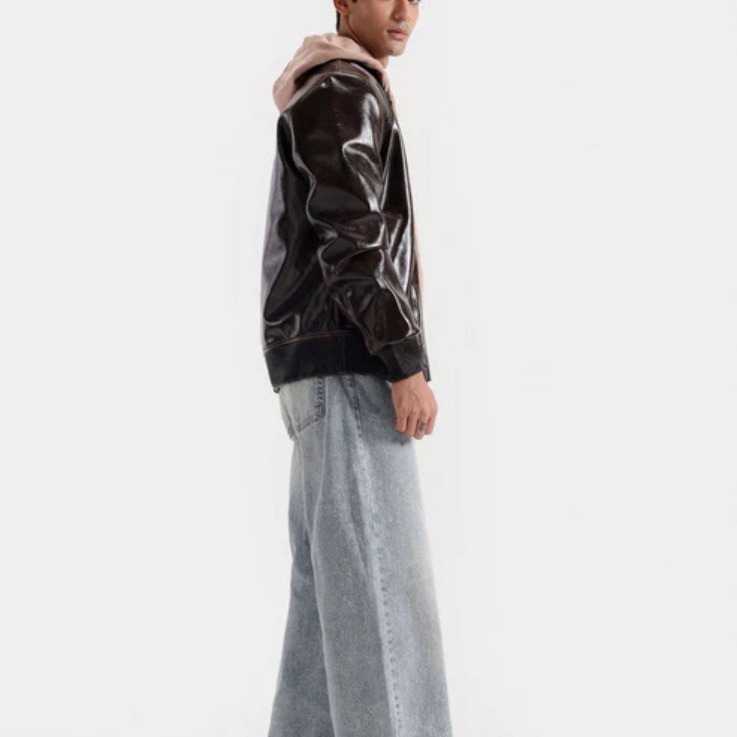 Faux Leather Bomber Jacket