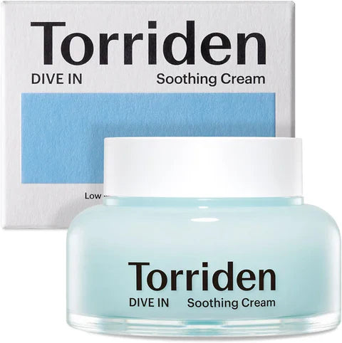 Torriden soothing cream jar and packaging on a white background