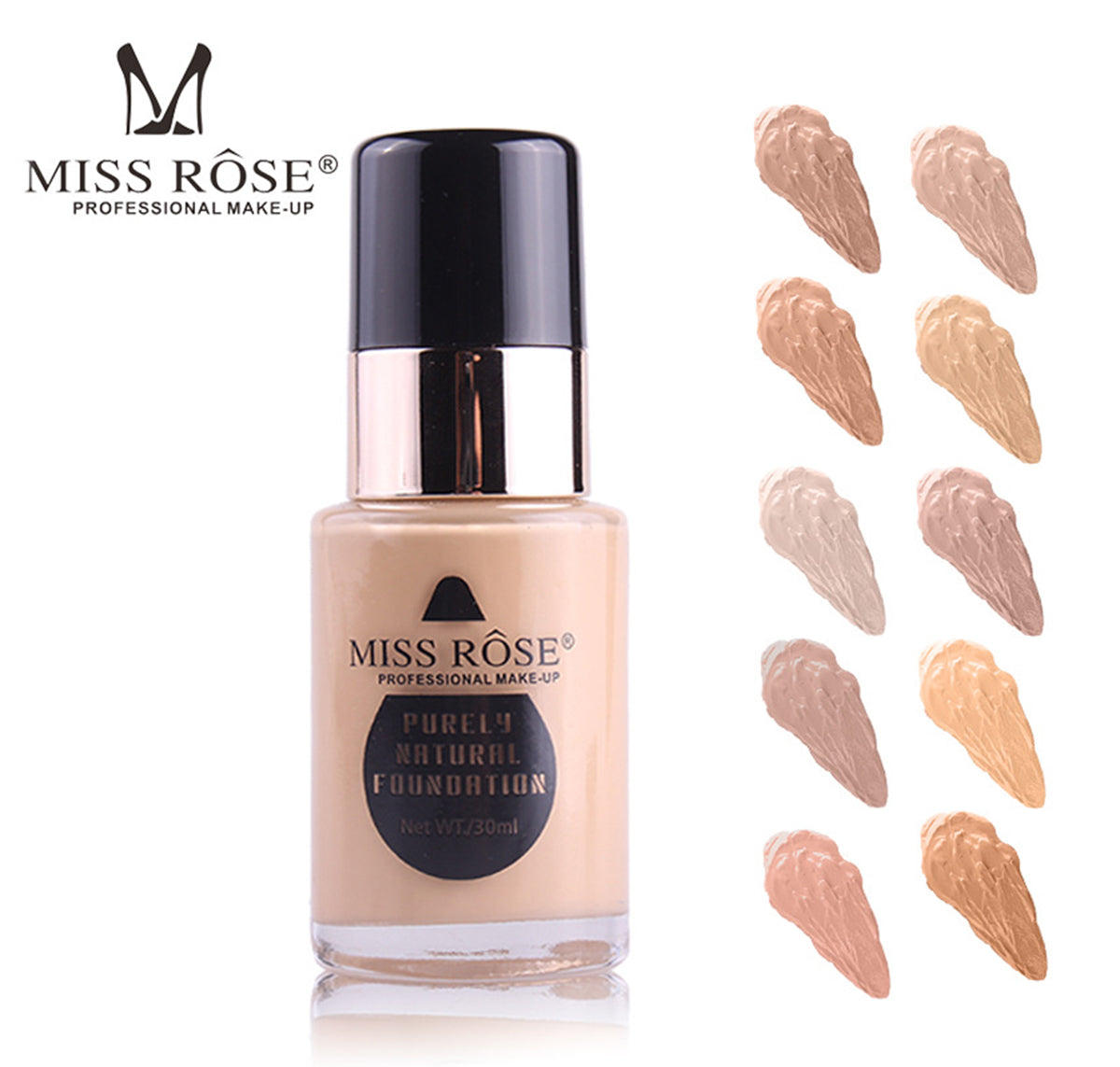 Buy Miss Rose Waterproof Moisturizing Oil Free Full Coverage Deep Whitener Liquid Foundation 30 - Ml in Pakistan
