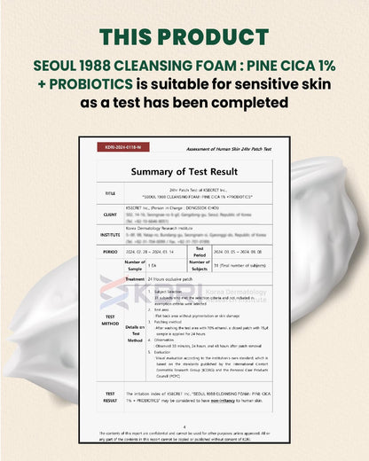 K-Secret  Seoul 1988 Pine Cica 1% + Probiotics Cleansing Foam -150ml