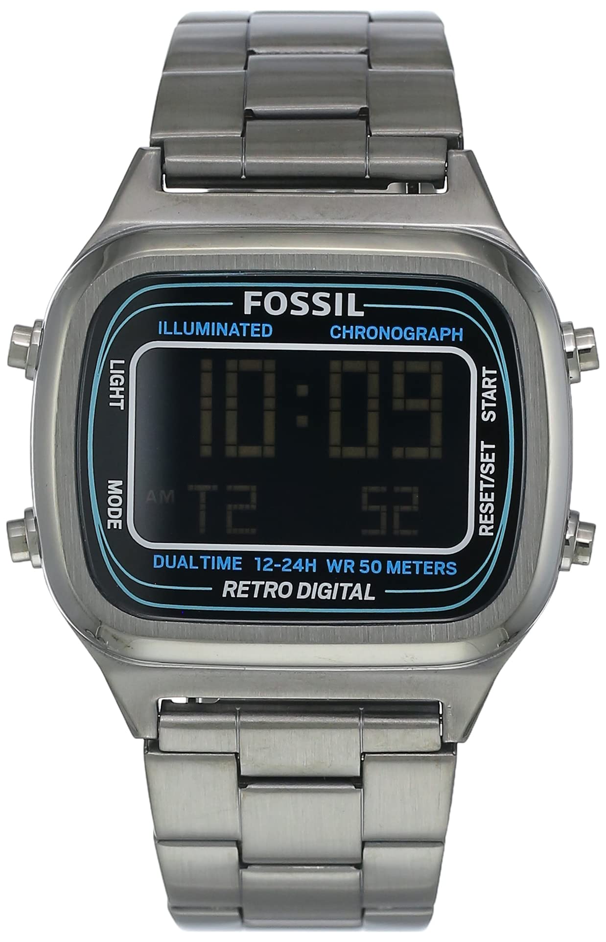 Buy Retro Digital Smoke Digital Dial Grey Steel Strap Watch For Men in Pakistan