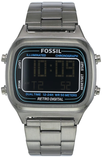 Buy Retro Digital Smoke Digital Dial Grey Steel Strap Watch For Men in Pakistan