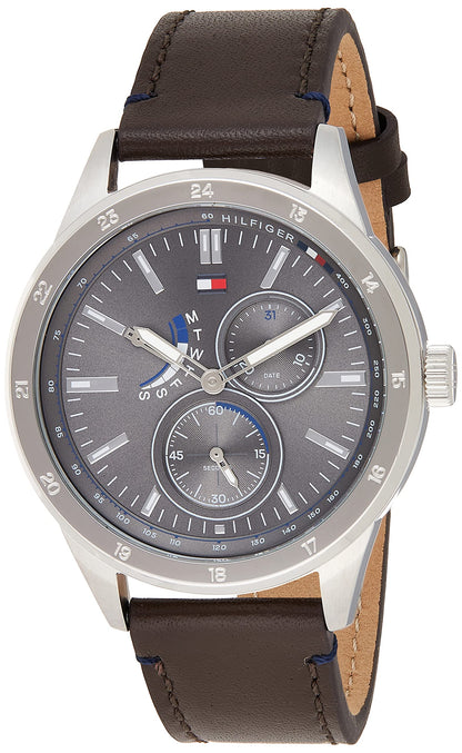 Buy Tommy Hilfiger Austin Grey Dial Brown Leather Strap Watch for Men - 1791637 in Pakistan