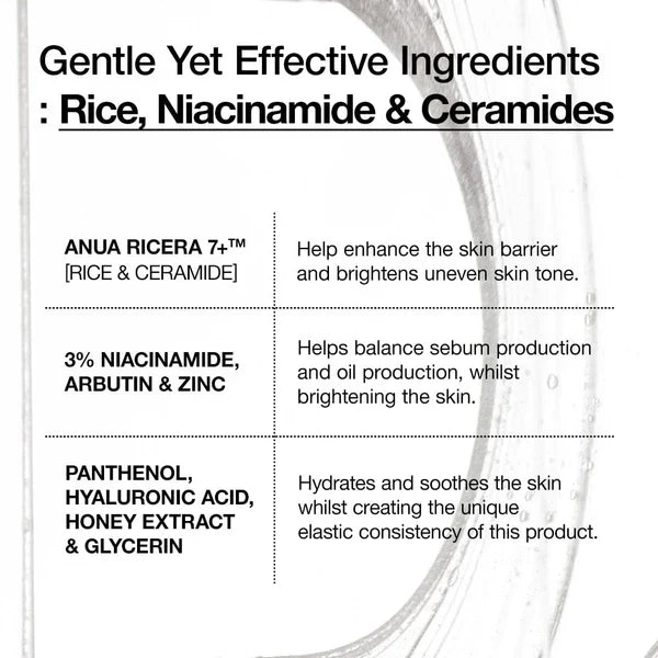 ANUA Rice Ceramide 7 Hydrating Barrier Serum – 50ml | Brightening, Hydrating & Skin Barrier Care Korean Serum