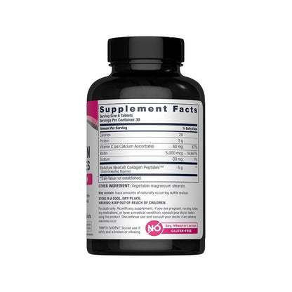 NeoCell Grassfed Collagen Peptides + Vitamin C & Biotin -180 Tablets