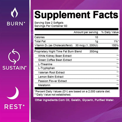 Night Time Fat Burner Weight Loss - 120 Capsule