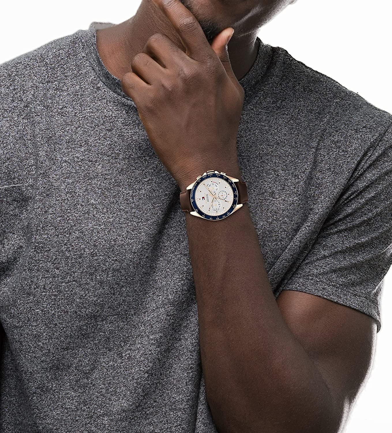 Buy Tommy Hilfiger Owen White Dial Brown Leather Strap Watch for Men - 1791966 in Pakistan
