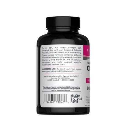 NeoCell Grassfed Collagen Peptides + Vitamin C & Biotin -180 Tablets