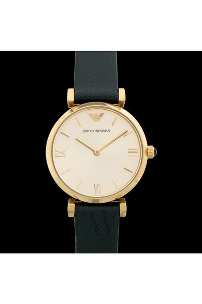 Buy Emporio Armani Retro Green Leather Champagne Dial Quartz Watch For Ladies 1726 in Pakistan