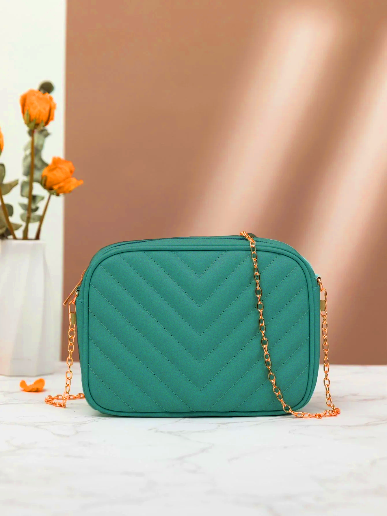 Buy - Chevron Charm Crossbody Bag ~Sea Green in Pakistan