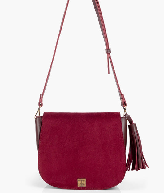 Buy Suede Foldover Saddle Bag - Burgundy in Pakistan