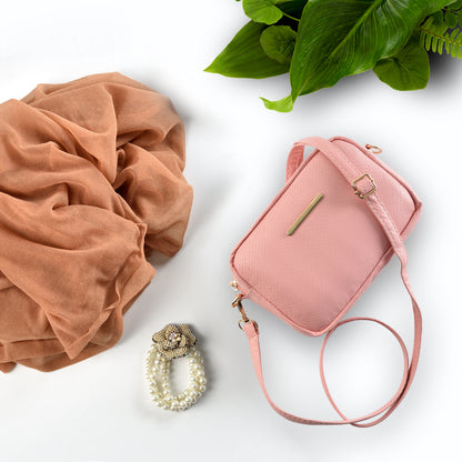 Buy Mini Snakeskin Square Bag - Pink in Pakistan