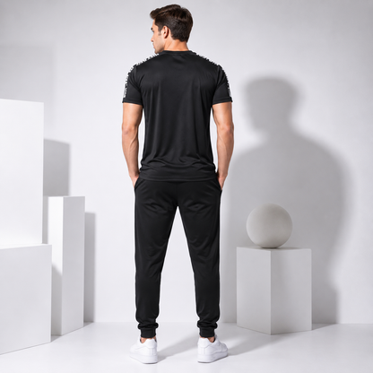 Men's Black "Just Do It" Summer Tracksuit – Activewear T-Shirt & Trouser Set