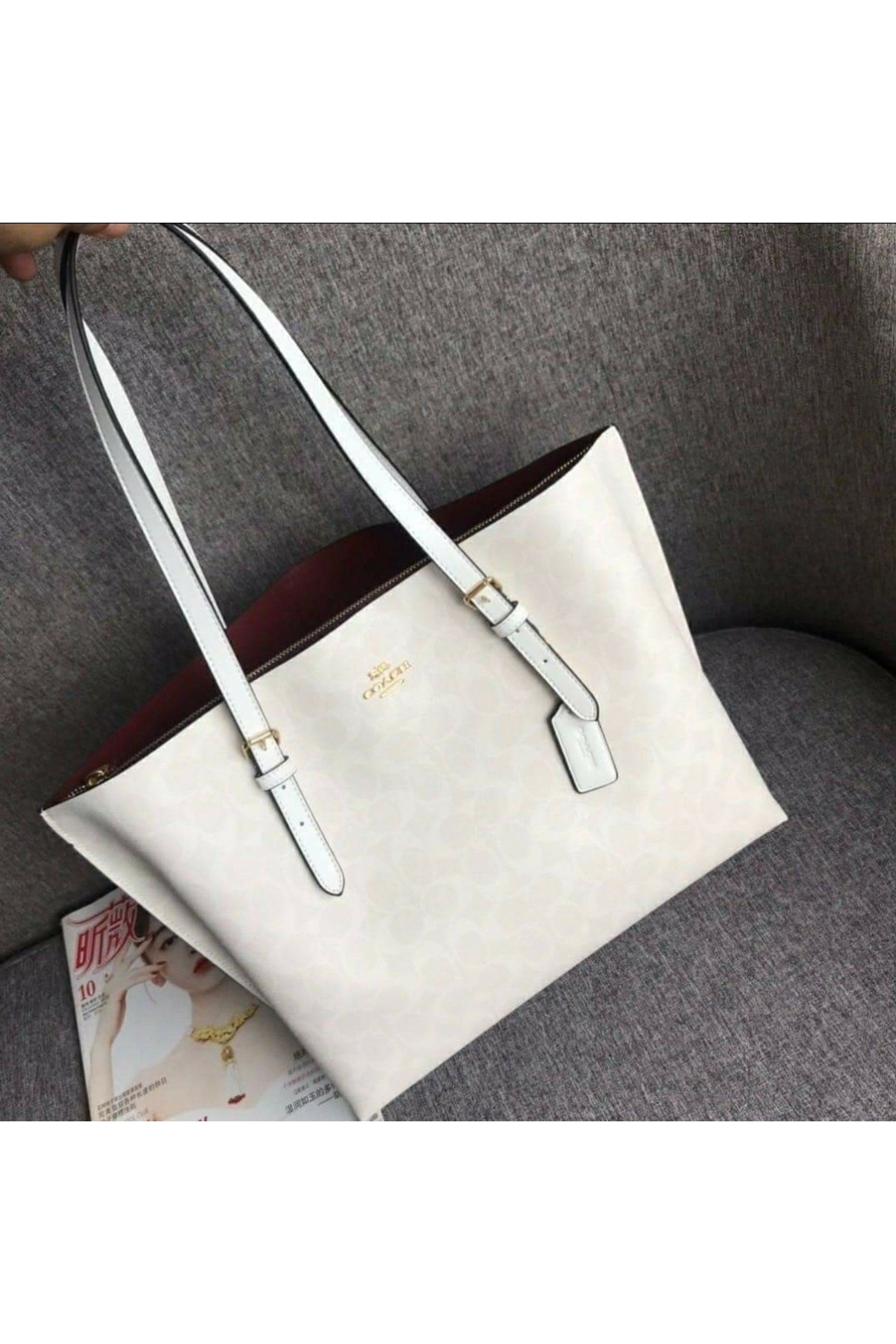 Buy Coach Mollie Tote Large Bag - Signature White Canvas in Pakistan