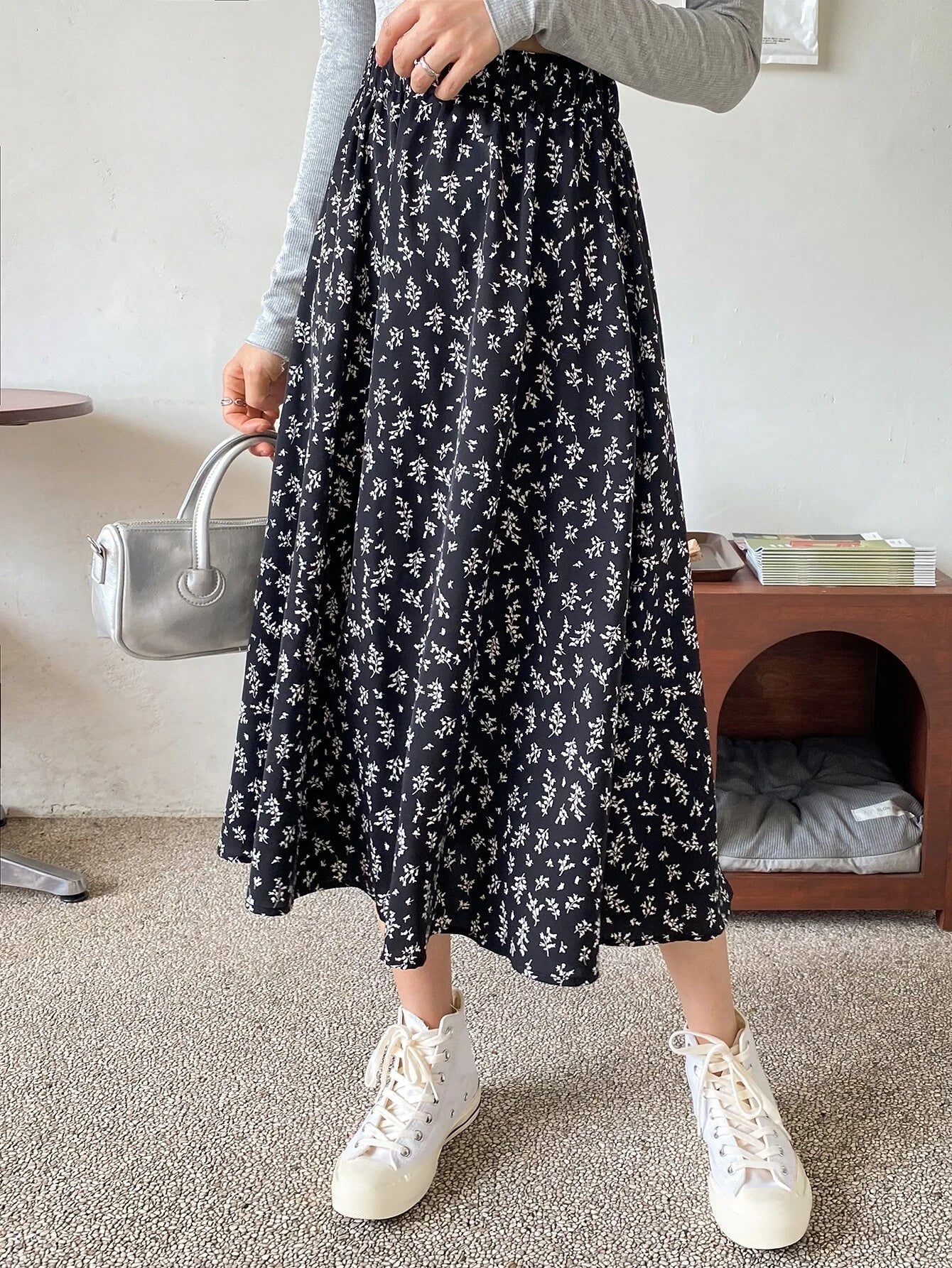 Buy Shein DAZY High Waist Ditsy Floral Skirt in Pakistan
