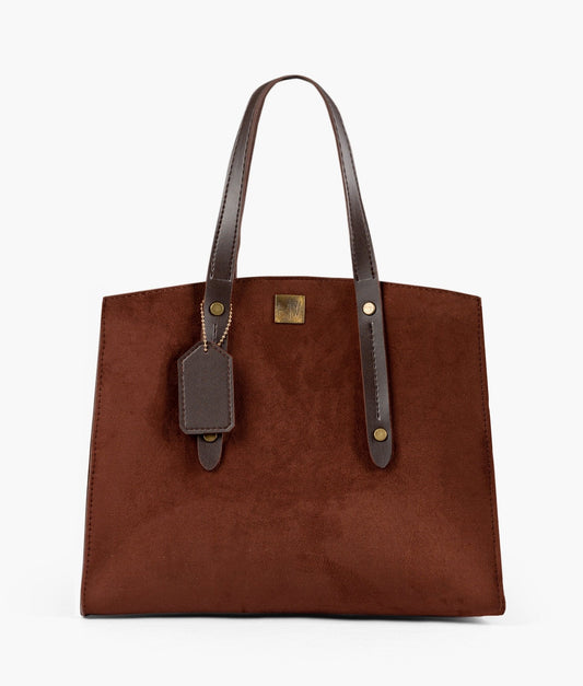 Buy Suede Multi Compartment Satchel Bag - Dark Brown in Pakistan