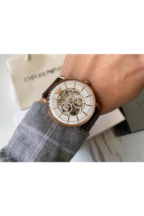 Buy Emporio Armani Men’s Automatic Leather Strap White Dial 43mm Watch 60027 in Pakistan