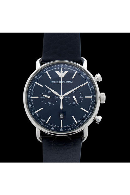 Buy Emporio Armani Men's Chronograph Quartz Leather Strap Blue Dial 43mm Watch AR11105 in Pakistan