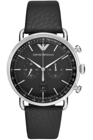 Buy Emporio Armani Men's Chronograph Quartz Leather Strap Black Dial 43mm Watch AR11143 in Pakistan