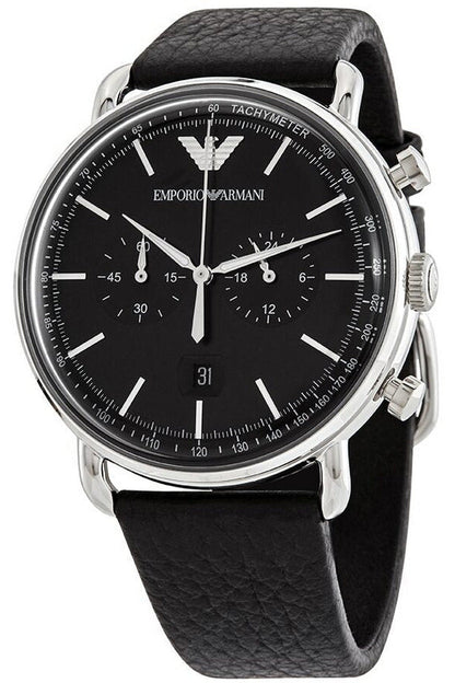 Buy Emporio Armani Men's Chronograph Quartz Leather Strap Black Dial 43mm Watch AR11143 in Pakistan