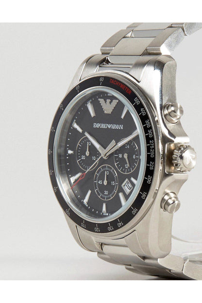 Buy Emporio Armani Men’s Chronograph Quartz Stainless Steel Black Dial 44mm Watch 6098 in Pakistan