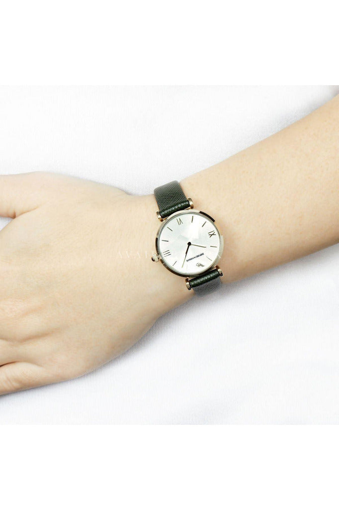 Buy Emporio Armani Retro Green Leather Champagne Dial Quartz Watch For Ladies 1726 in Pakistan