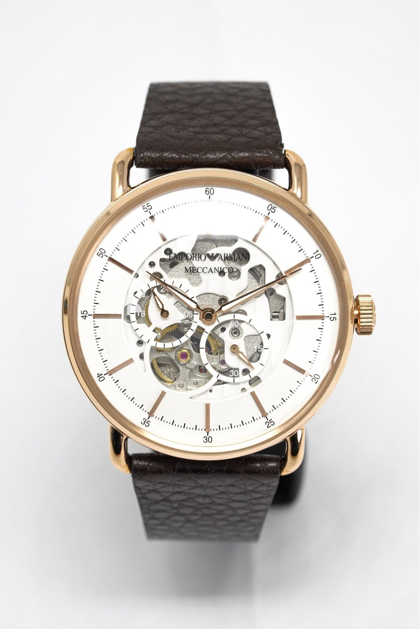 Buy Emporio Armani Men’s Automatic Leather Strap White Dial 43mm Watch 60027 in Pakistan