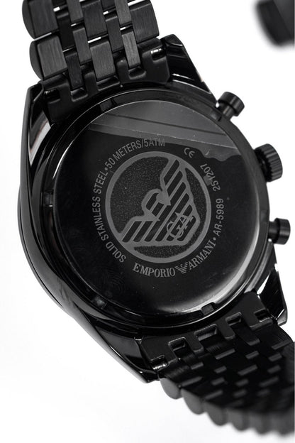 Buy Emporio Armani Men's Sportivo Black IP Stainless Steel Bracelet Black Dial Chronograph Watch 5989 in Pakistan