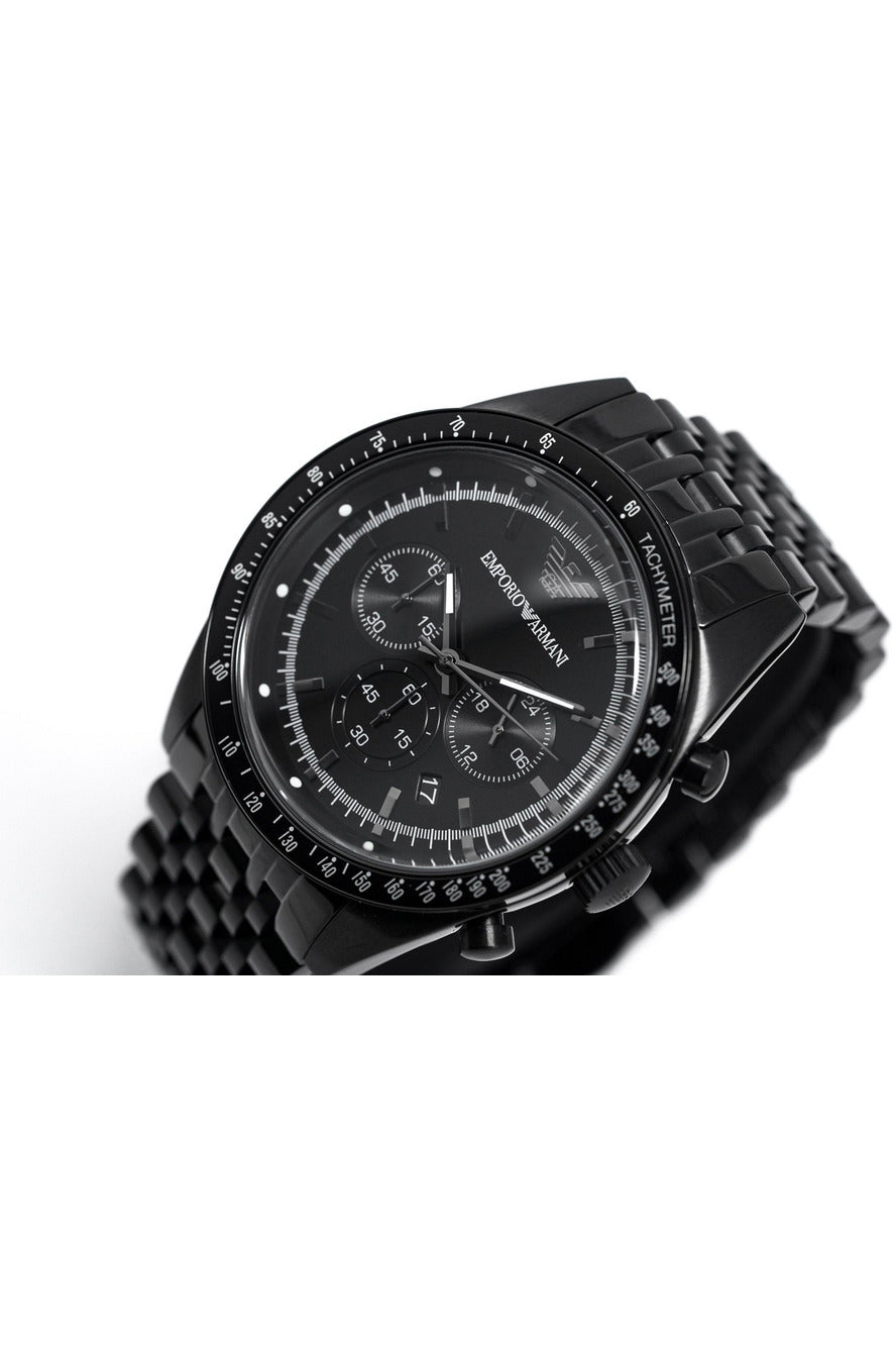 Buy Emporio Armani Men's Sportivo Black IP Stainless Steel Bracelet Black Dial Chronograph Watch 5989 in Pakistan