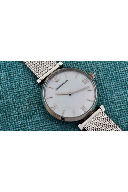 Buy Emporio Armani Women's Analog Stainless Steel Mother of Pearl Dial 32mm Watch AR1955 in Pakistan