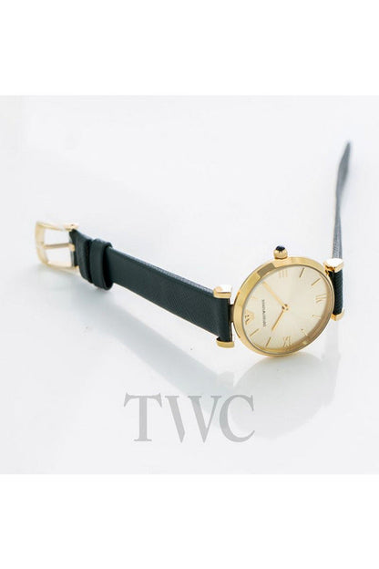 Buy Emporio Armani Retro Green Leather Champagne Dial Quartz Watch For Ladies 1726 in Pakistan