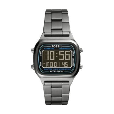 Buy Retro Digital Smoke Digital Dial Grey Steel Strap Watch For Men in Pakistan