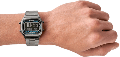 Buy Retro Digital Smoke Digital Dial Grey Steel Strap Watch For Men in Pakistan