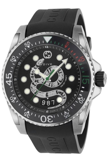 Buy Gucci Men's Quartz Swiss Made Silicone Strap Black Dial 45mm Watch YA136217 in Pakistan