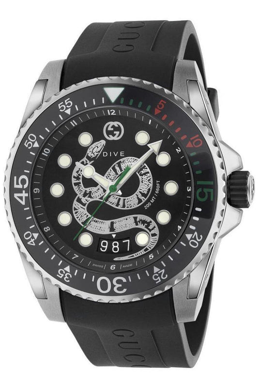 Buy Gucci Men's Quartz Swiss Made Silicone Strap Black Dial 45mm Watch YA136217 in Pakistan