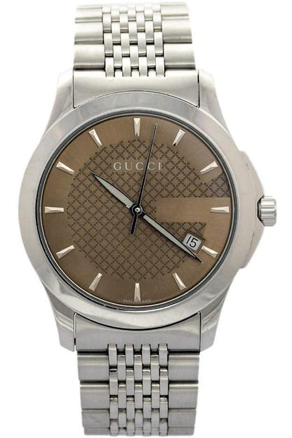 Buy Gucci Men's Analog Quartz Stainless Steel Brown Dial 38mm Watch YA126406 in Pakistan