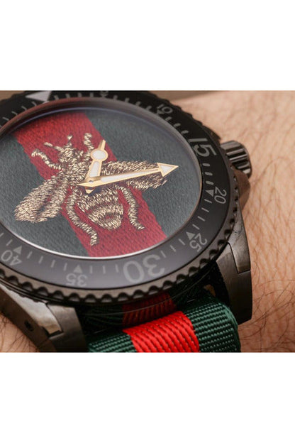 Buy Gucci Men's Quartz Swiss Made Nylon Strap Multi Colour Dial 45mm Watch YA136216 in Pakistan