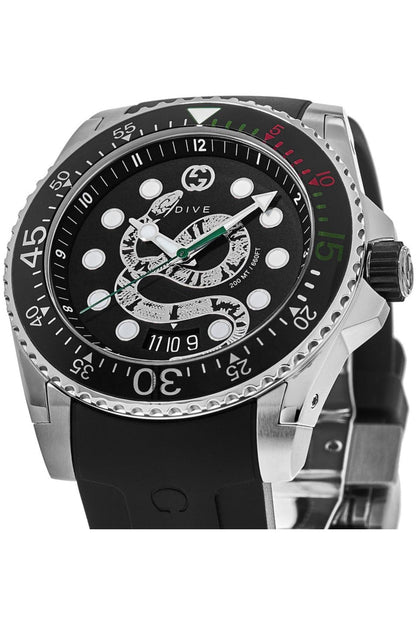 Buy Gucci Men's Quartz Swiss Made Silicone Strap Black Dial 45mm Watch YA136217 in Pakistan