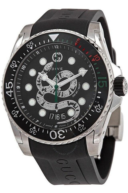 Buy Gucci Men's Quartz Swiss Made Silicone Strap Black Dial 45mm Watch YA136217 in Pakistan