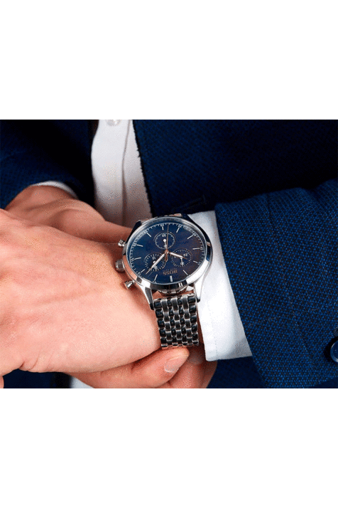 Buy Hugo Boss Men’s Chronograph Quartz Stainless Steel Blue Dial 44mm Watch 1513653 in Pakistan