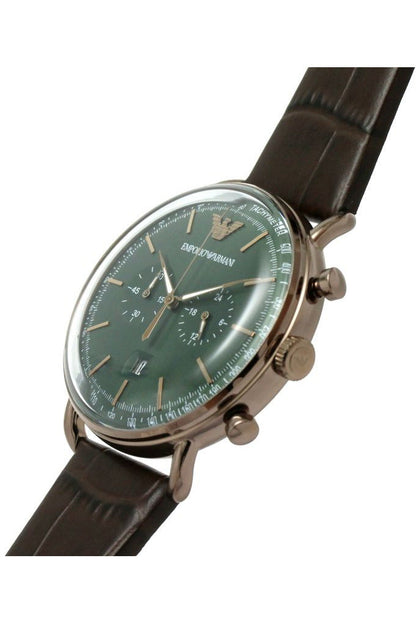 Buy Emporio Armani Men's Quartz Leather Strap Green Dial 43mm Watch AR11334 in Pakistan