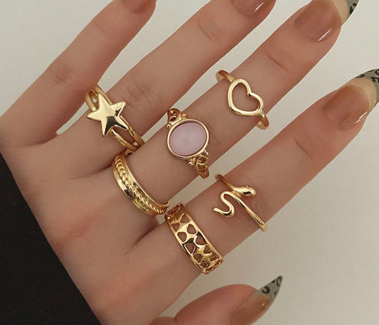 Buy Orb & Gravel Minimalist Trendy Stackable Ringset in Pakistan