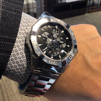 Buy Tag Heuer Aquaracer Black Dial Silver Steel Strap Watch for Men - CAY1110.BA0927 in Pakistan