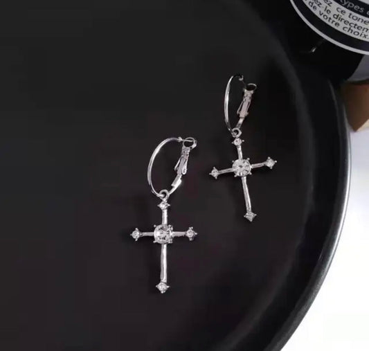 Buy Orb & Gravel Cross Gem Hoop Silver in Pakistan
