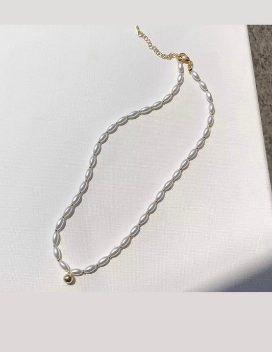 Buy Orb & Gravel Imitation Pearls Gold Necklace in Pakistan